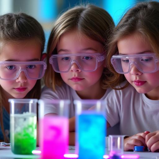 Bambini durante esperimento scientifico artistico